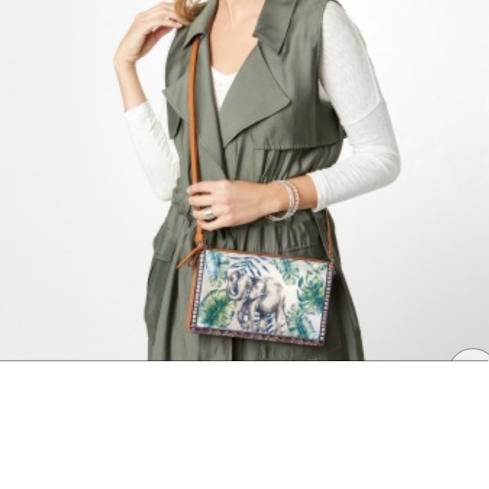 Africa stories by Brighton Elephant Print Crossbody Bag - Brown and Green - Picture 7 of 7
